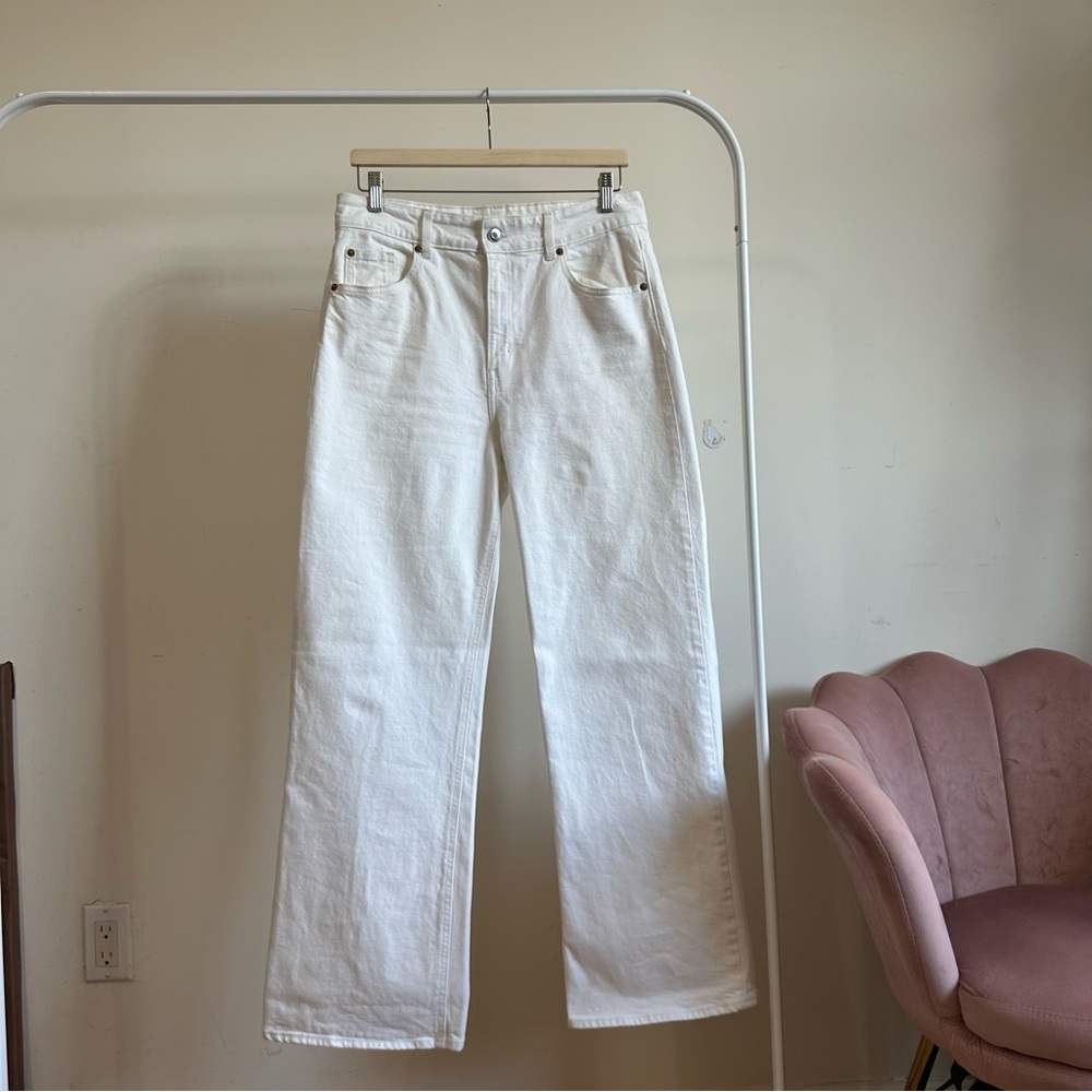 H&M | White Denim Straight Leg Pants | Size 12